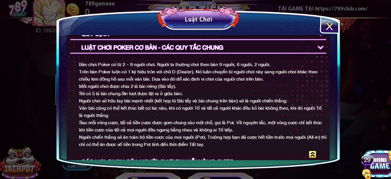 Luật chơi Poker 789 Club